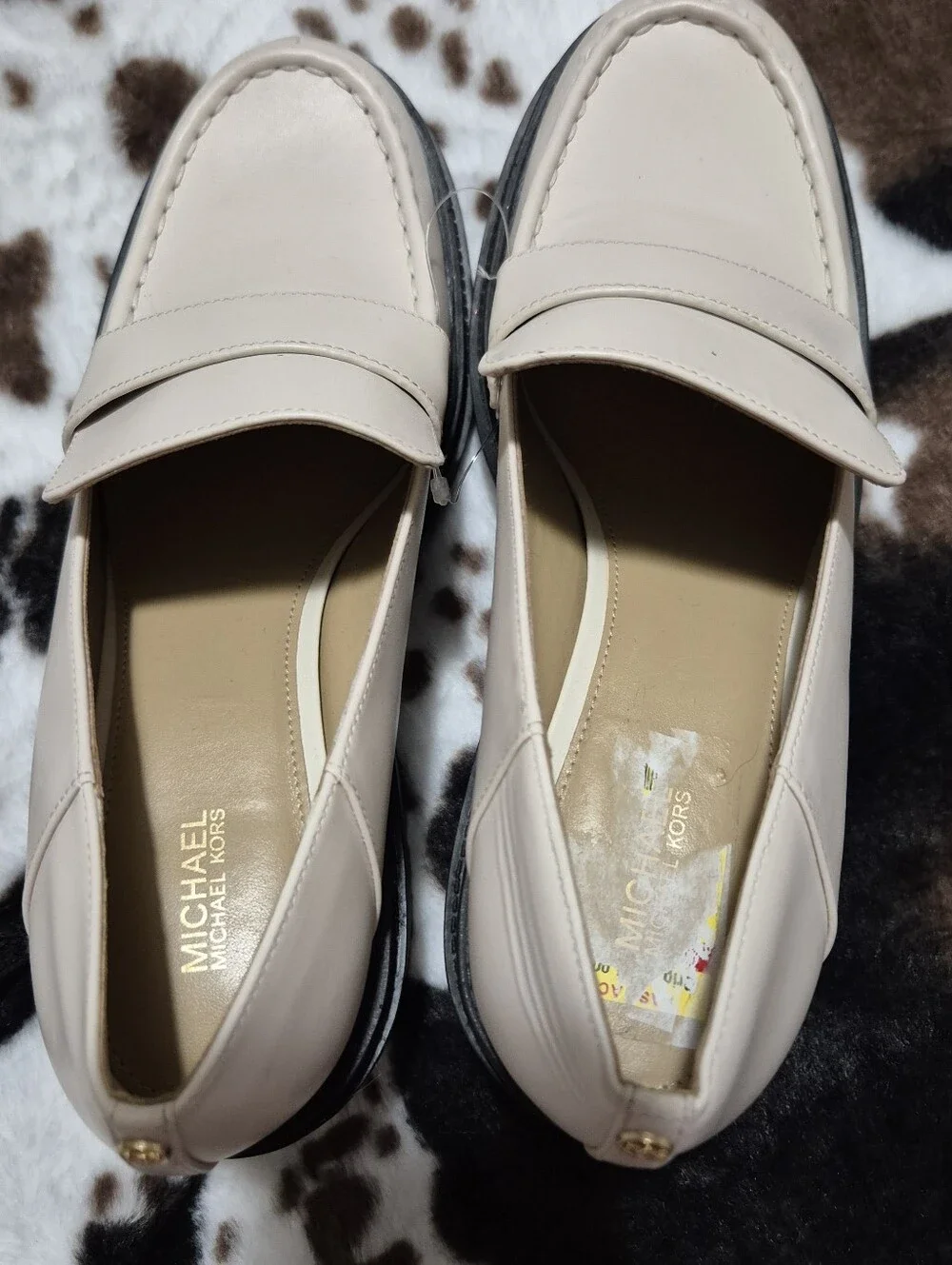 Michael Kors Beige Platform Rocco Loafers..Size:10M